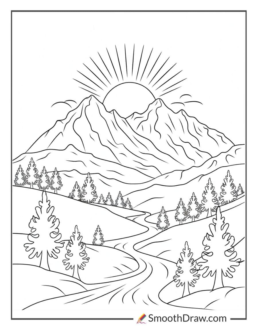 Sunset coloring page