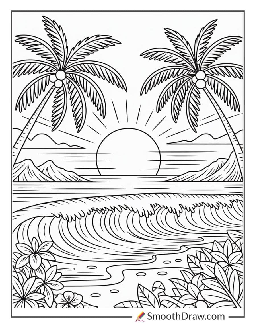 Sunset over Hawaiian islands