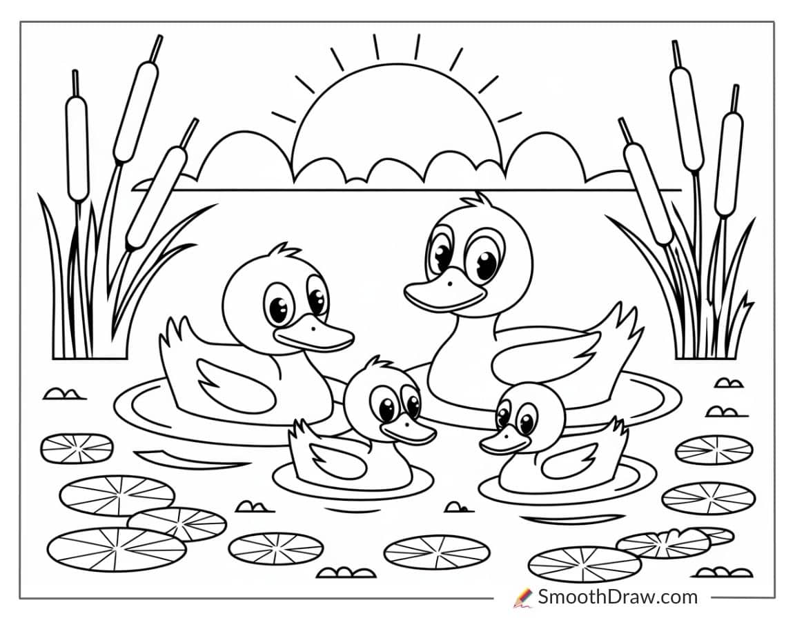 Sunset over water for preschool