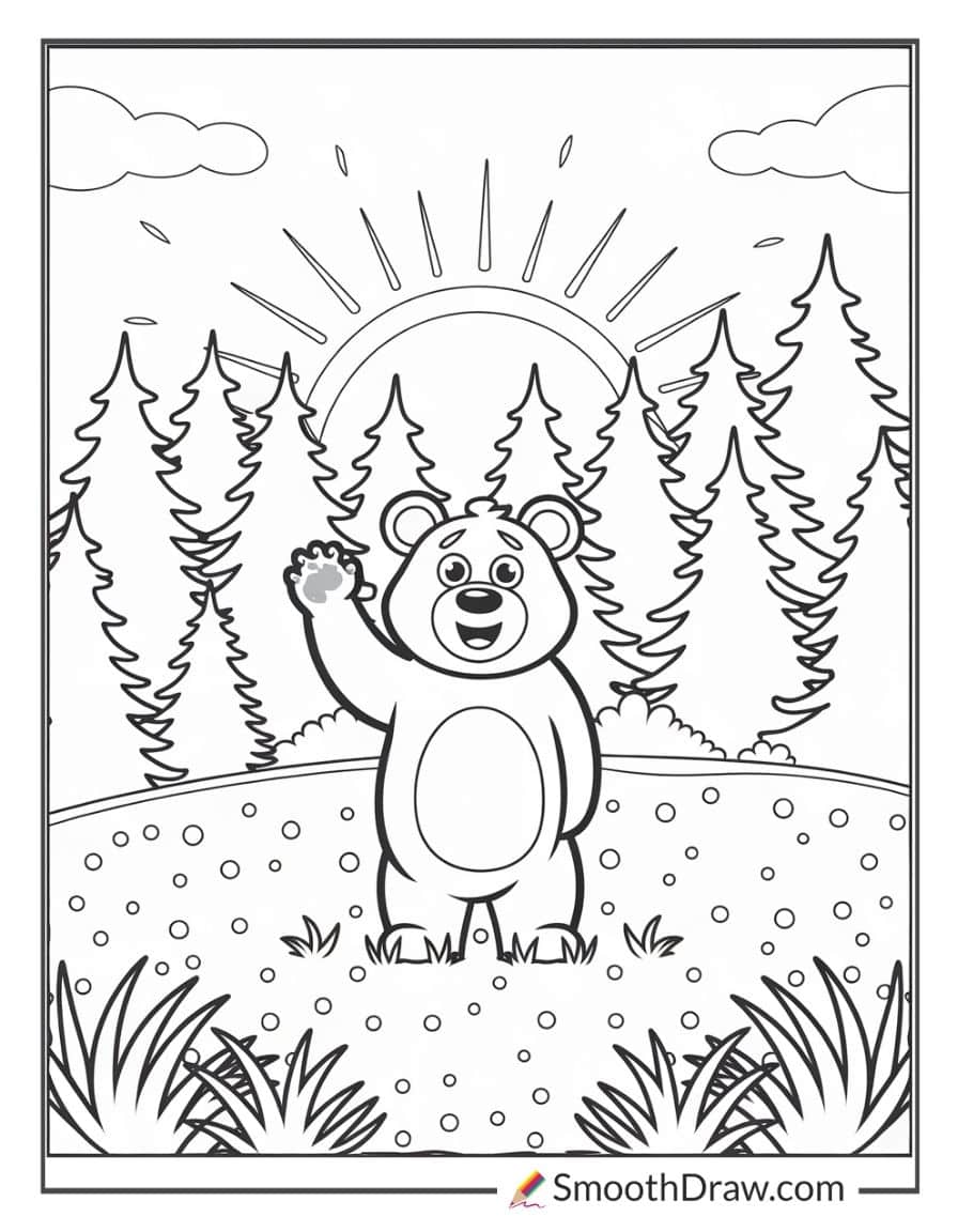 Sunset with bear and trees
