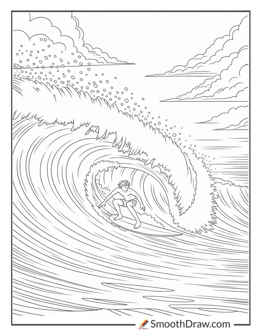 Surfer riding a big wave