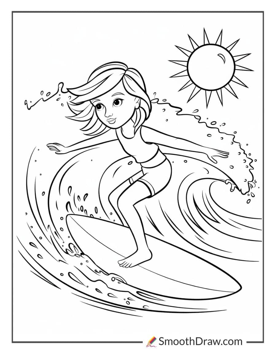 Surfing girl at the beach