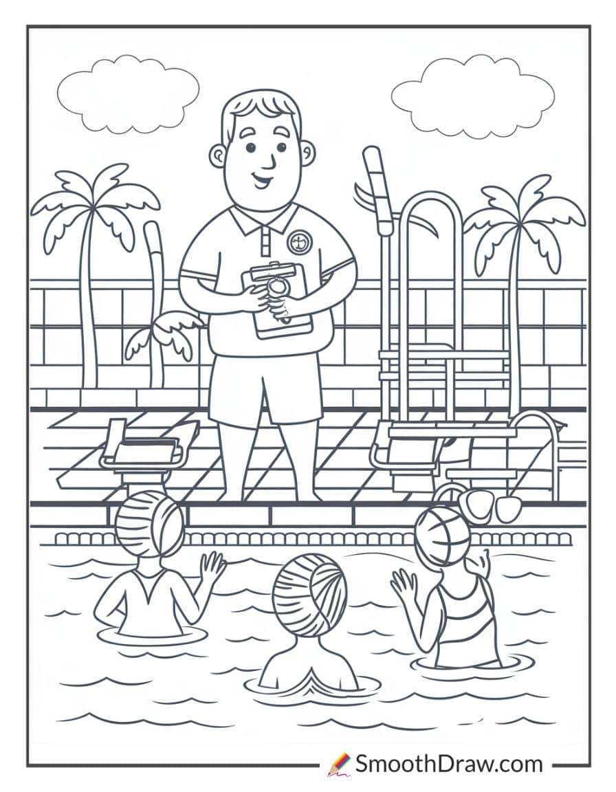 Swim coach giving instructions