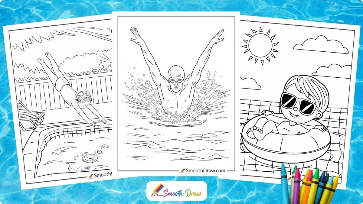 Swimming Coloring Pages