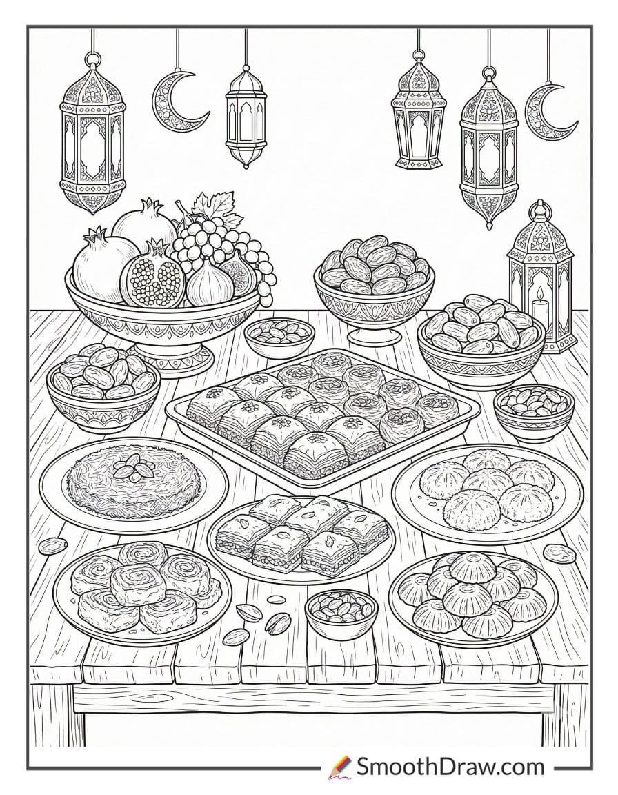Table Filled With Ramadan Sweets