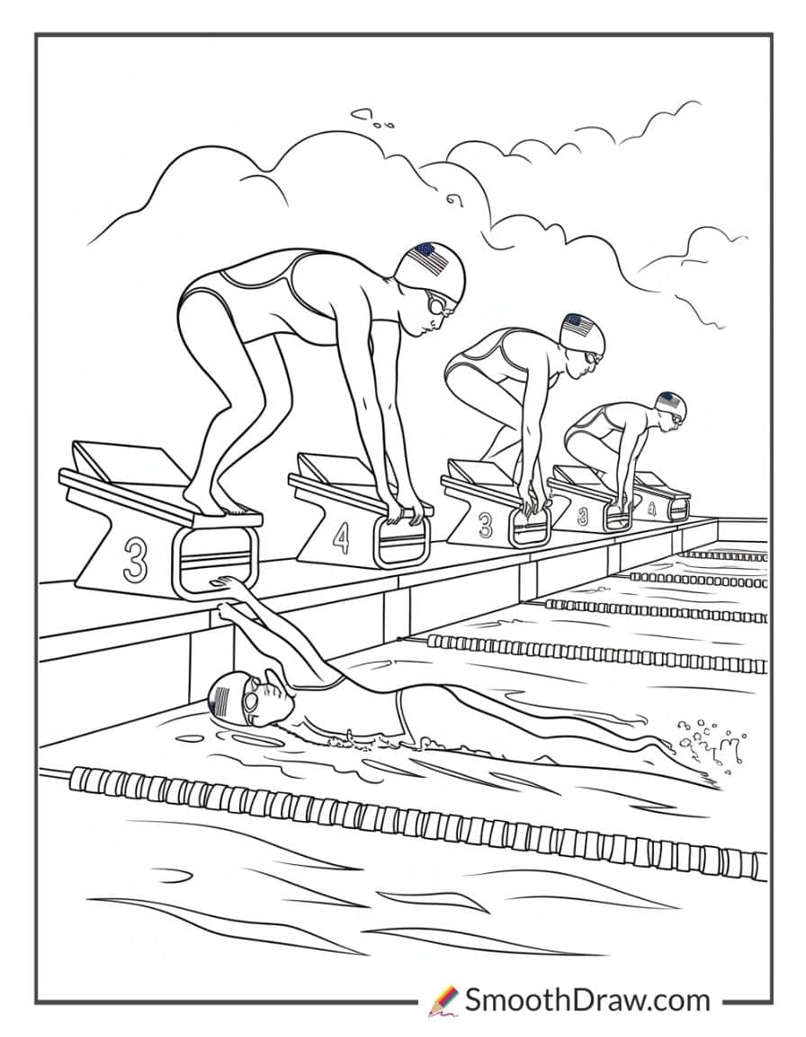 Team USA relay swimming race