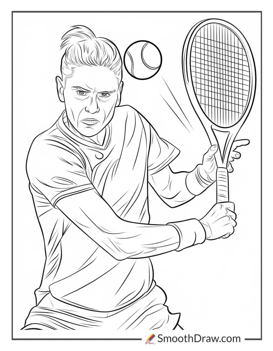 Tennis player hitting a backhand shot