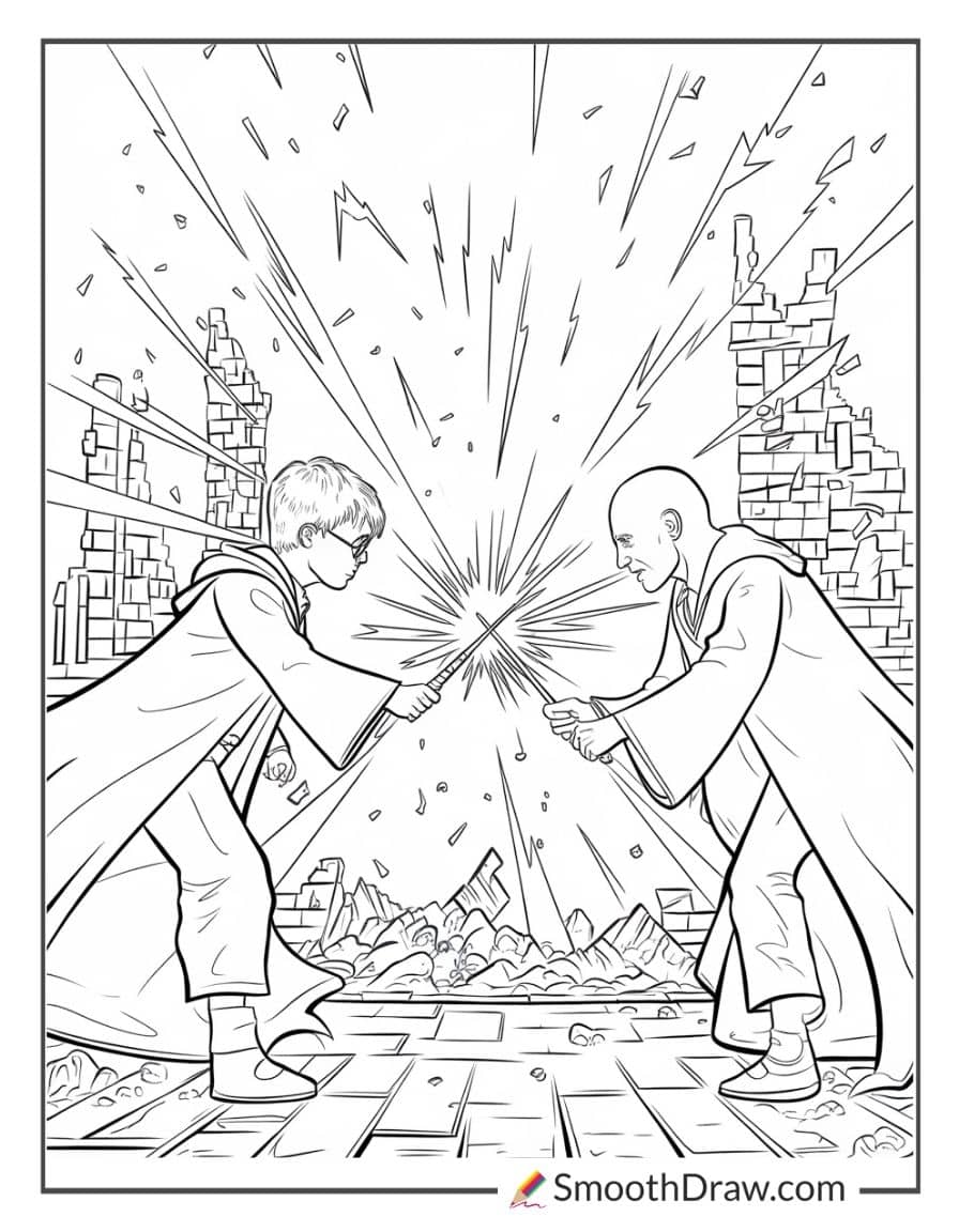 The Battle of Hogwarts coloring sheet