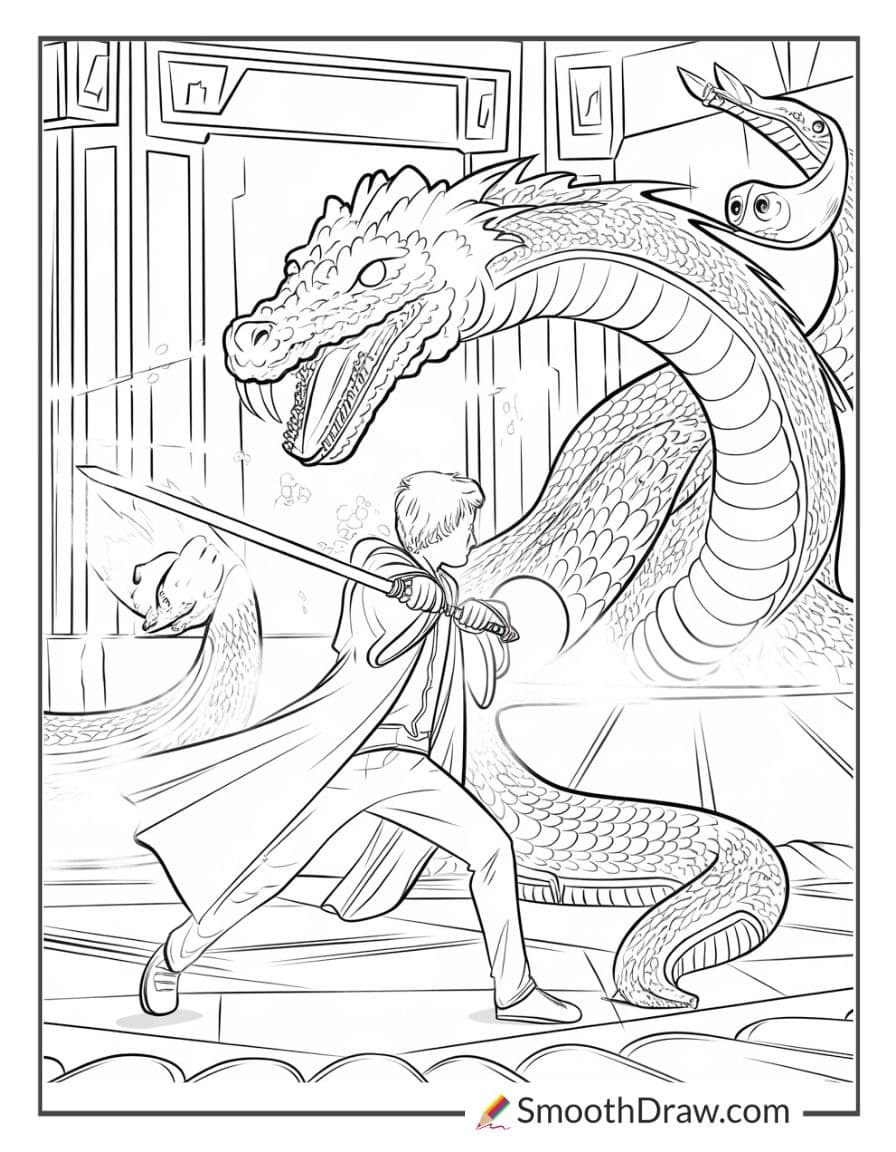 The Chamber of Secrets snake battle