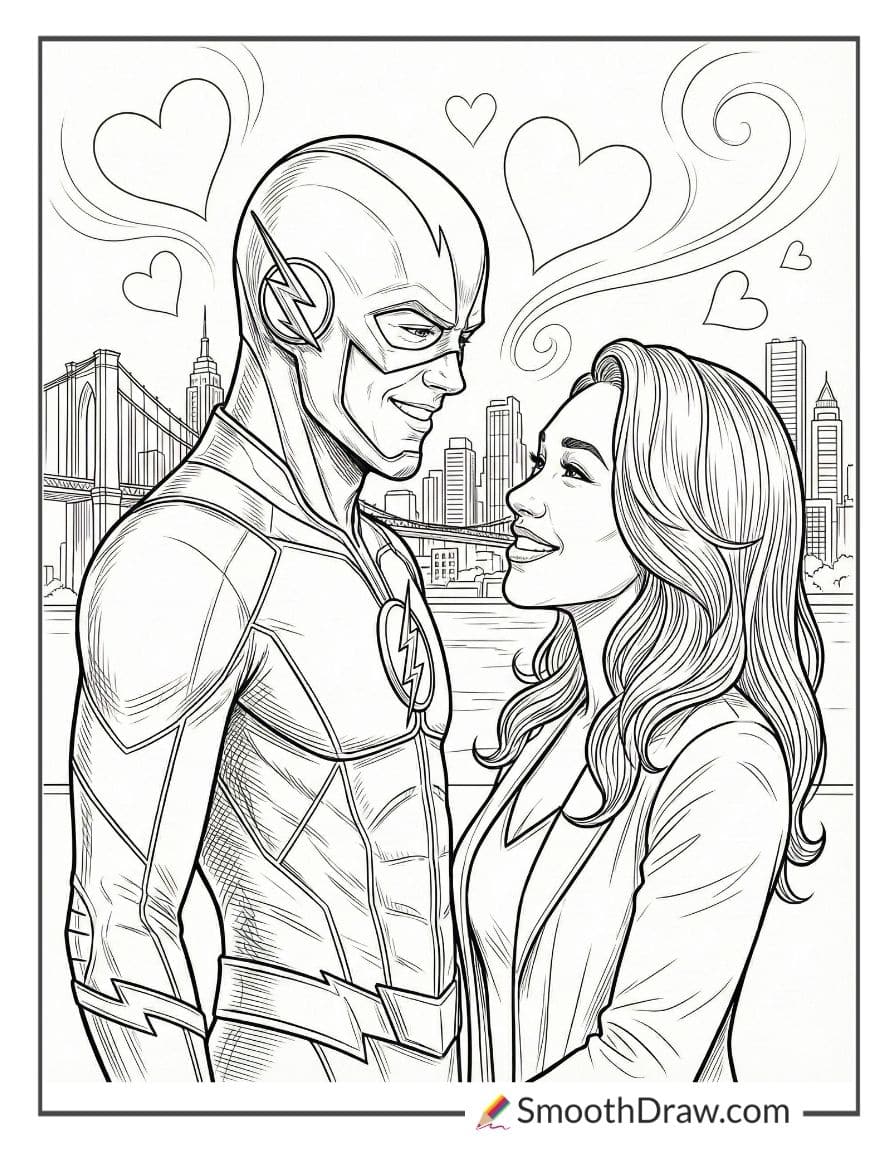 The Flash and Iris West smiling