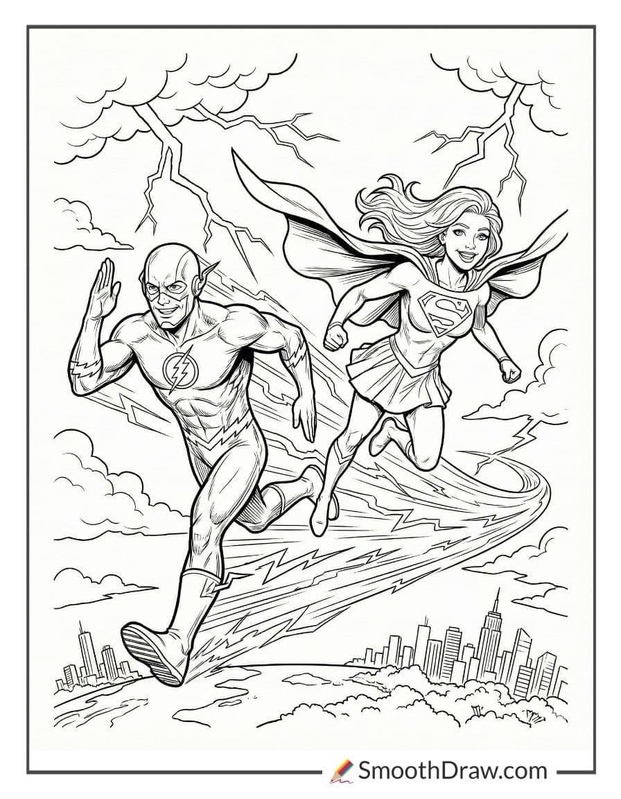The Flash and Supergirl racing together