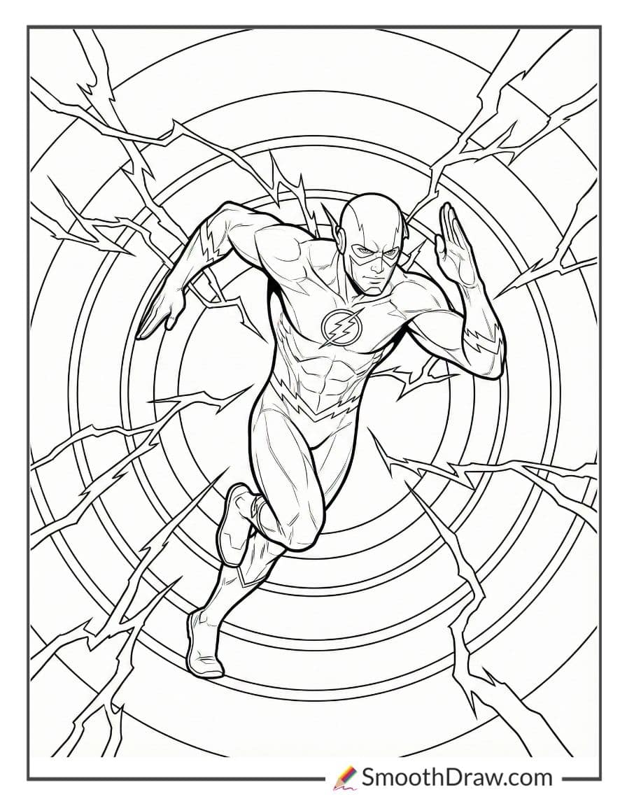 The Flash breaking the sound barrier coloring page