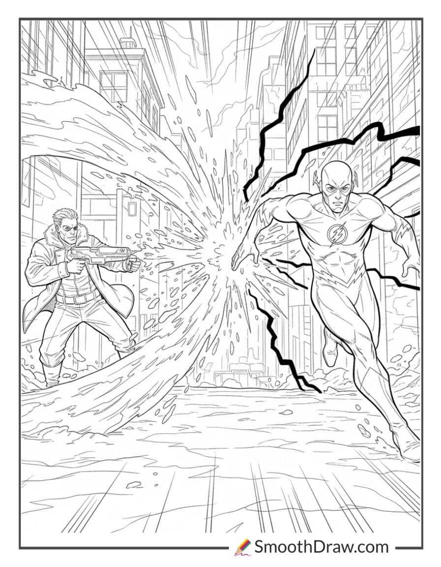 The Flash chasing Captain Cold