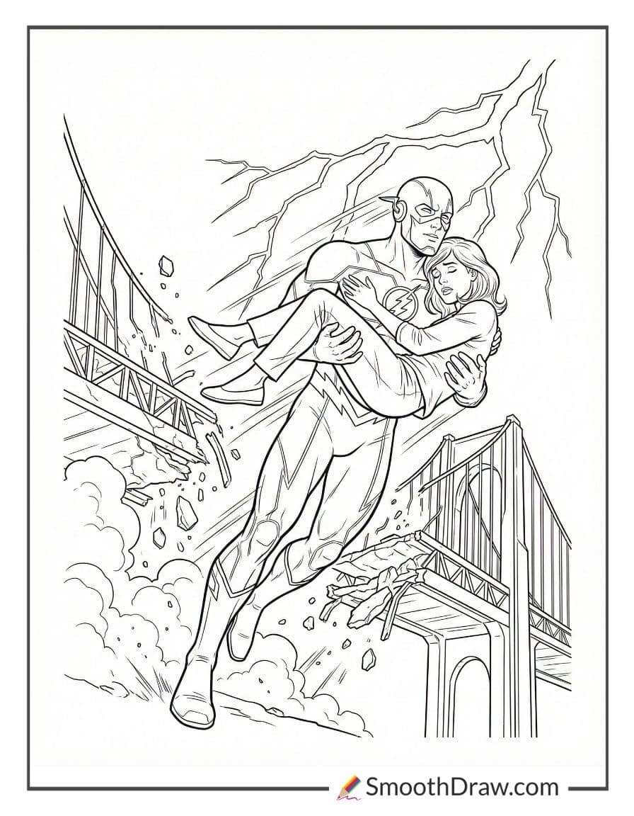 The Flash helping people in trouble