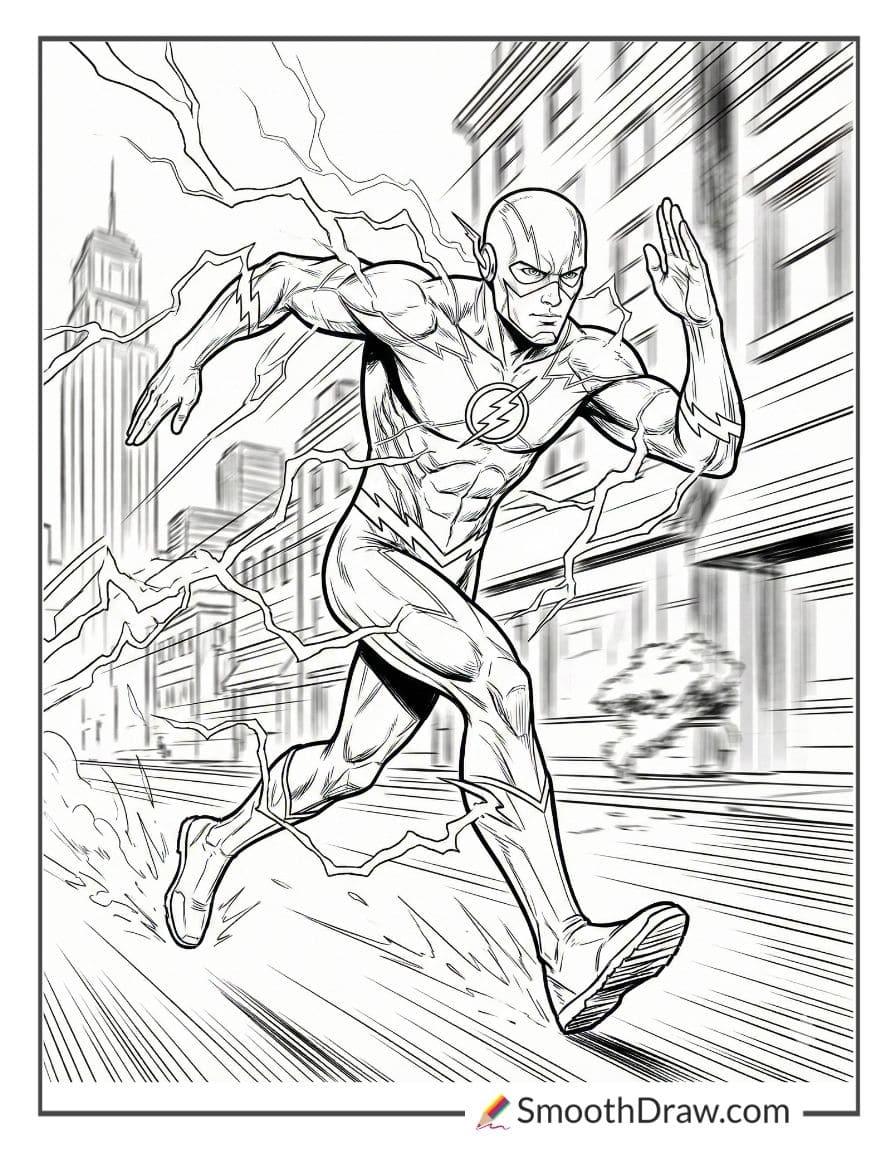 The Flash running through Central City
