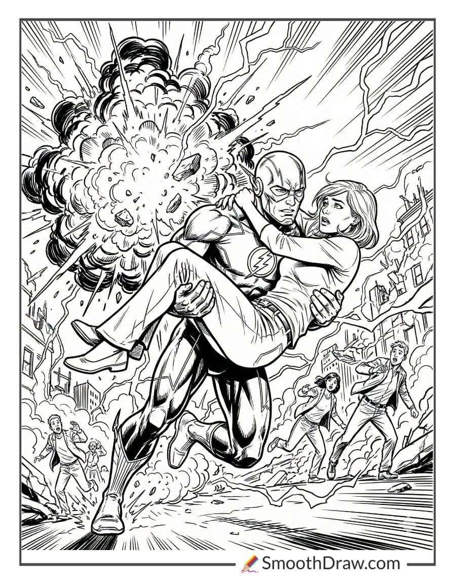 The Flash saving people from danger
