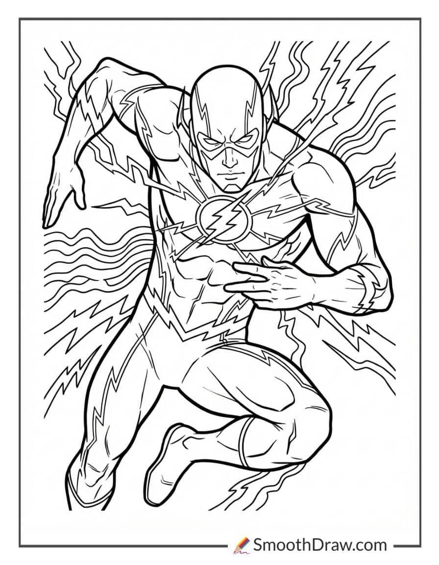 The Flash with a glowing lightning emblem