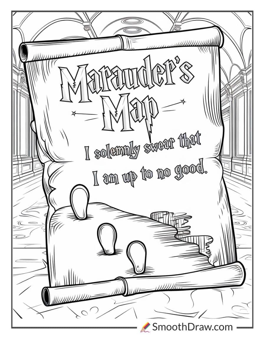 The Marauder’s Map coloring sheet