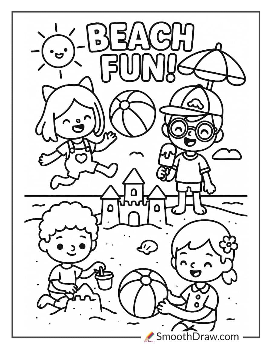 Toca Boca characters at the beach