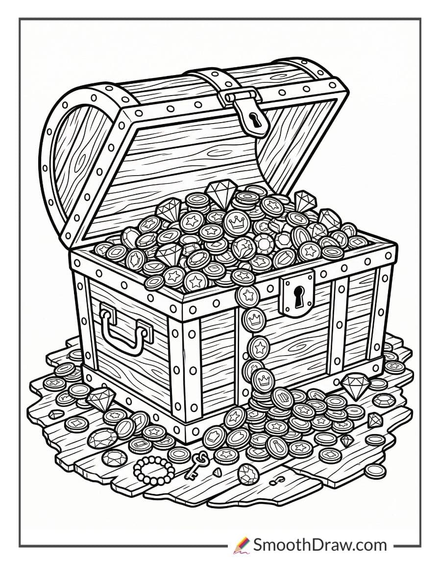 Treasure chest filled with coins