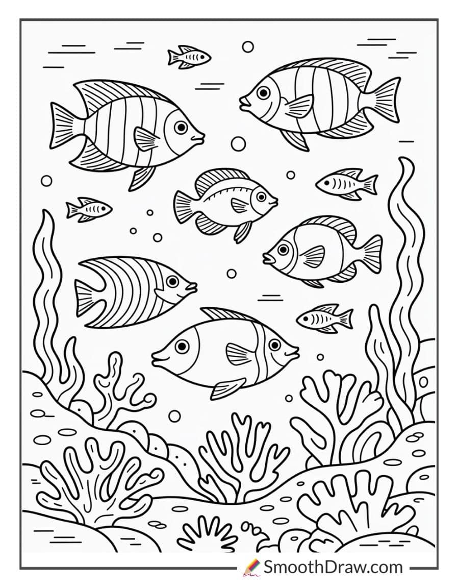 Tropical fish swimming in ocean