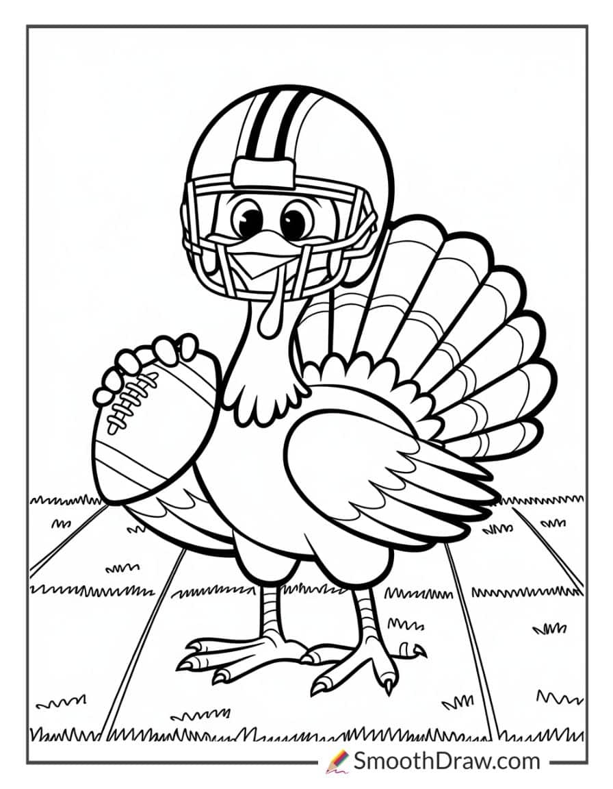 Turkey And Football Coloring Page