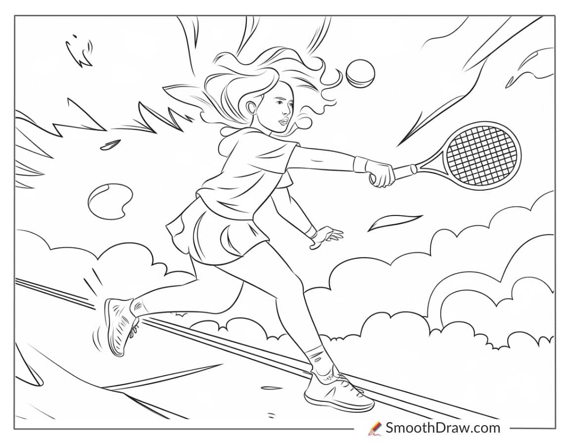 Tween girl hitting backhand
