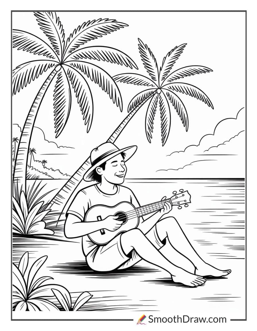 Ukulele player on the beach