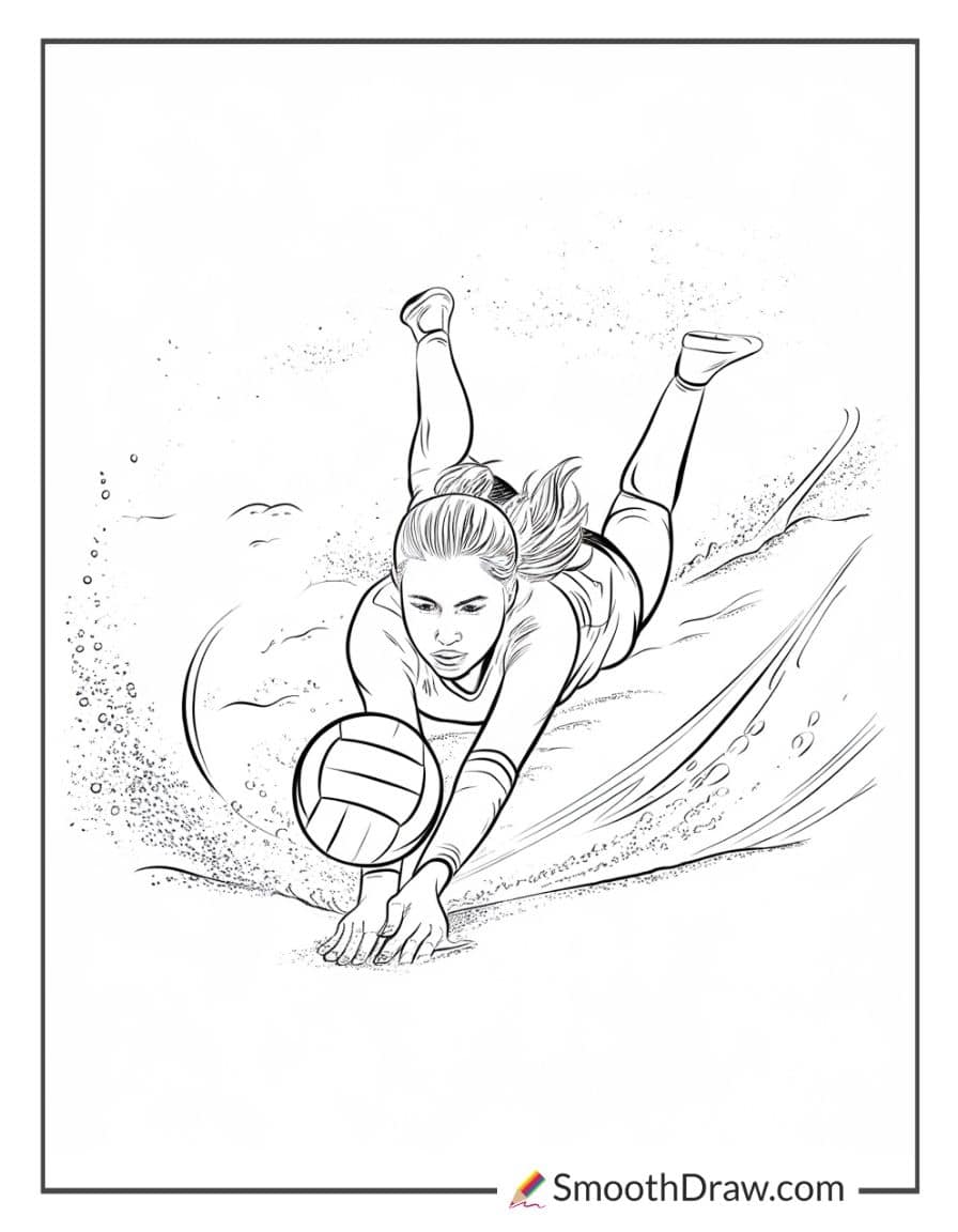 Volleyball player diving save