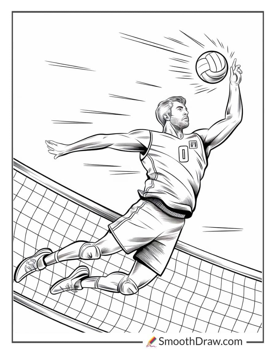 Volleyball player spiking ball