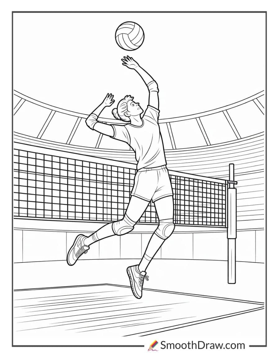 Volleyball spike coloring page