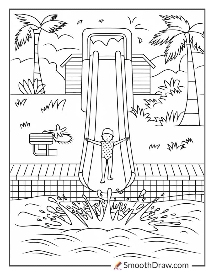 Water slide fun in a backyard