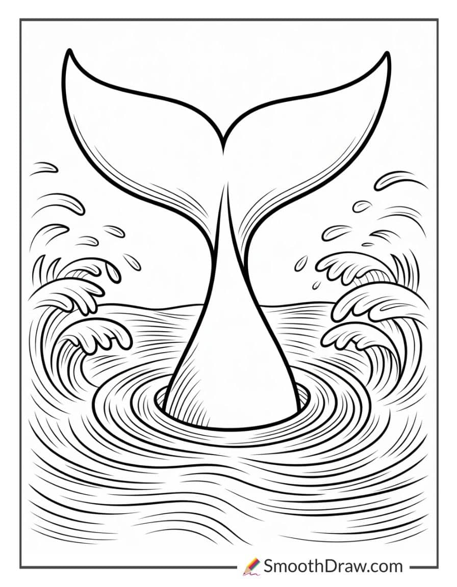 Whale tail above water