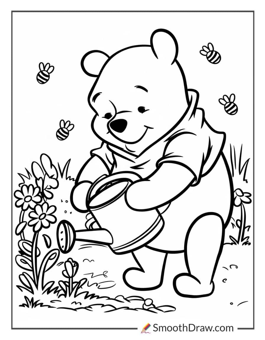 Winnie the Pooh gardening