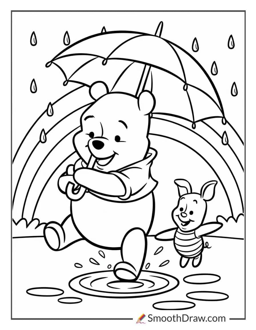 Winnie the Pooh in the rain