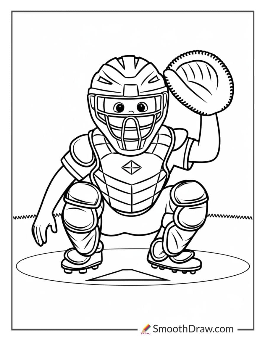 Young Catcher in Full Gear