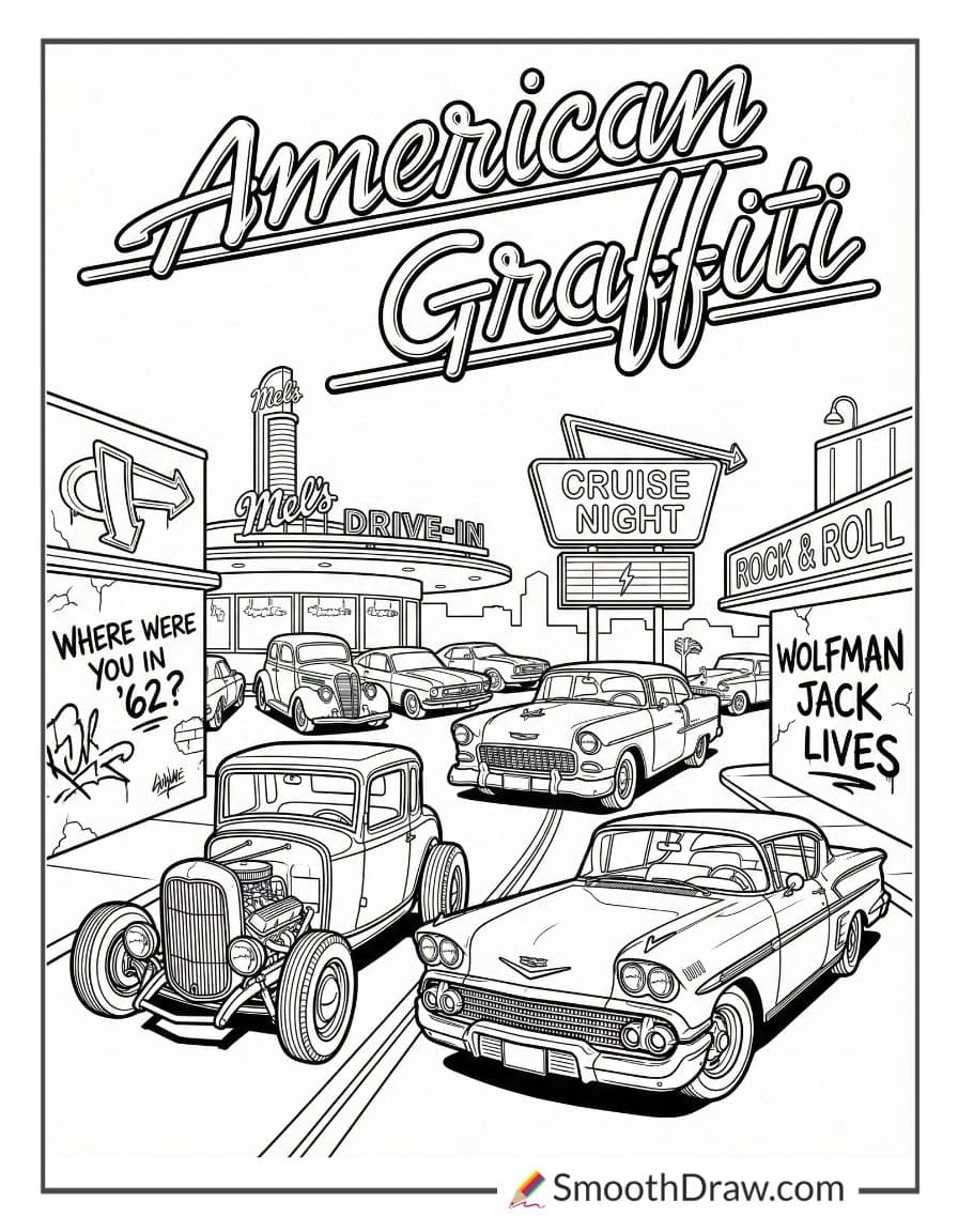 american graffiti coloring book