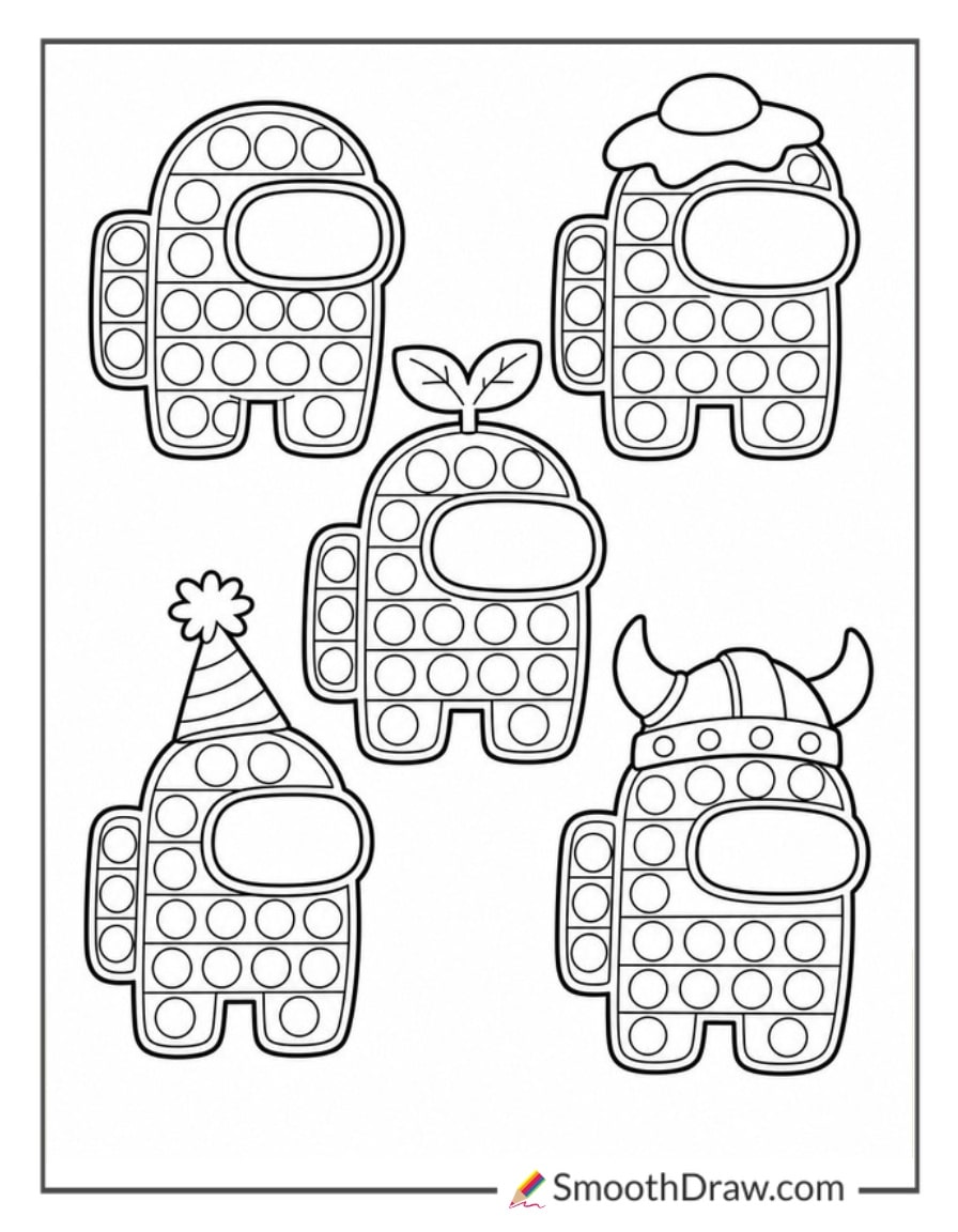 among us pop it coloring pages