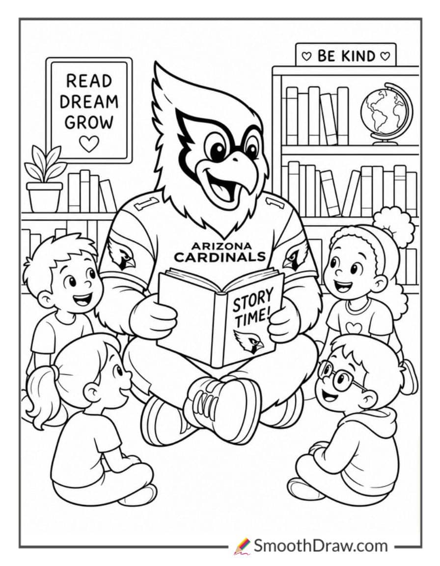 Arizona Cardinals Mascot At Library