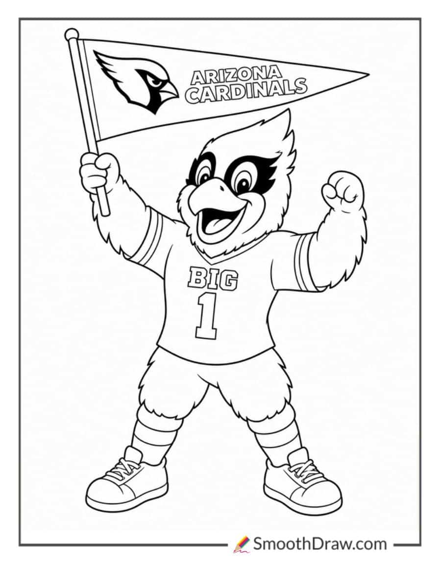 Arizona Cardinals Mascot Holding Pennant