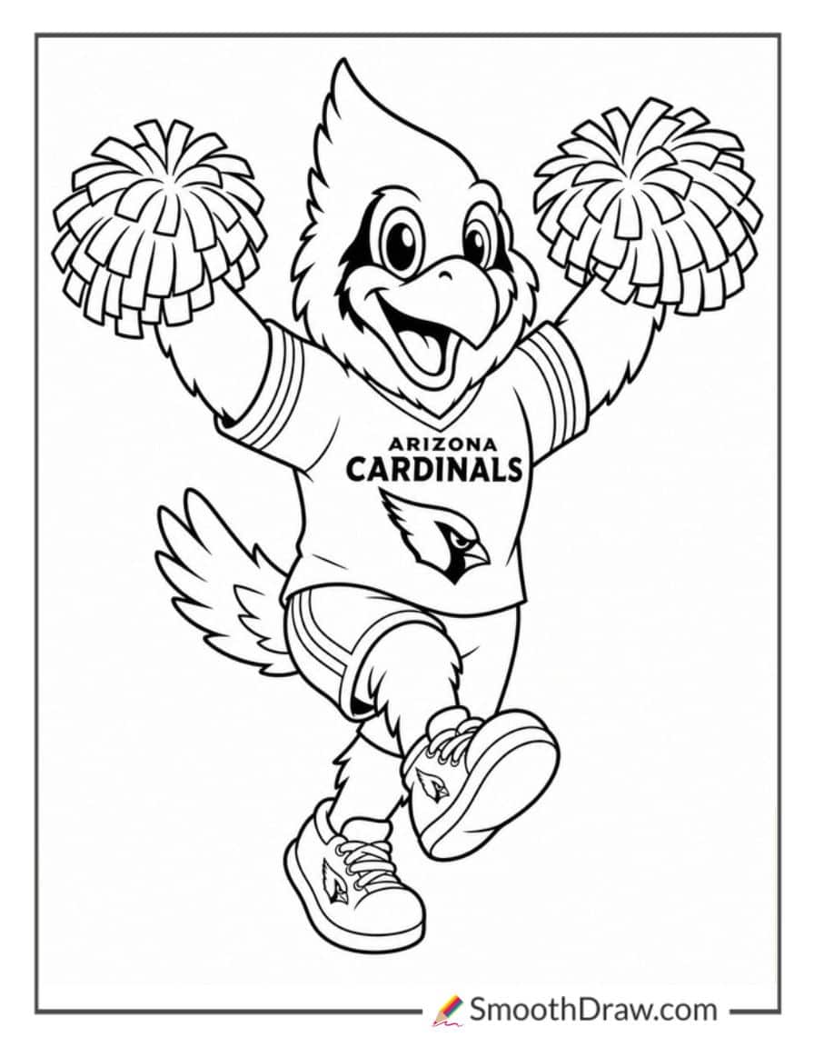 Arizona Cardinals Mascot With Pom Poms