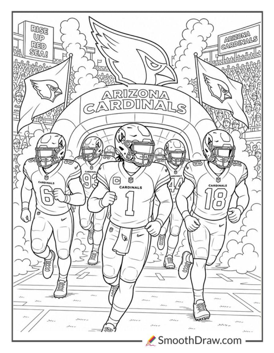 Arizona Cardinals Team Running Onto Field