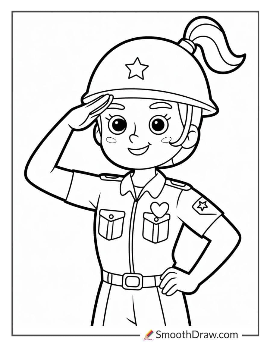 army girl coloring page