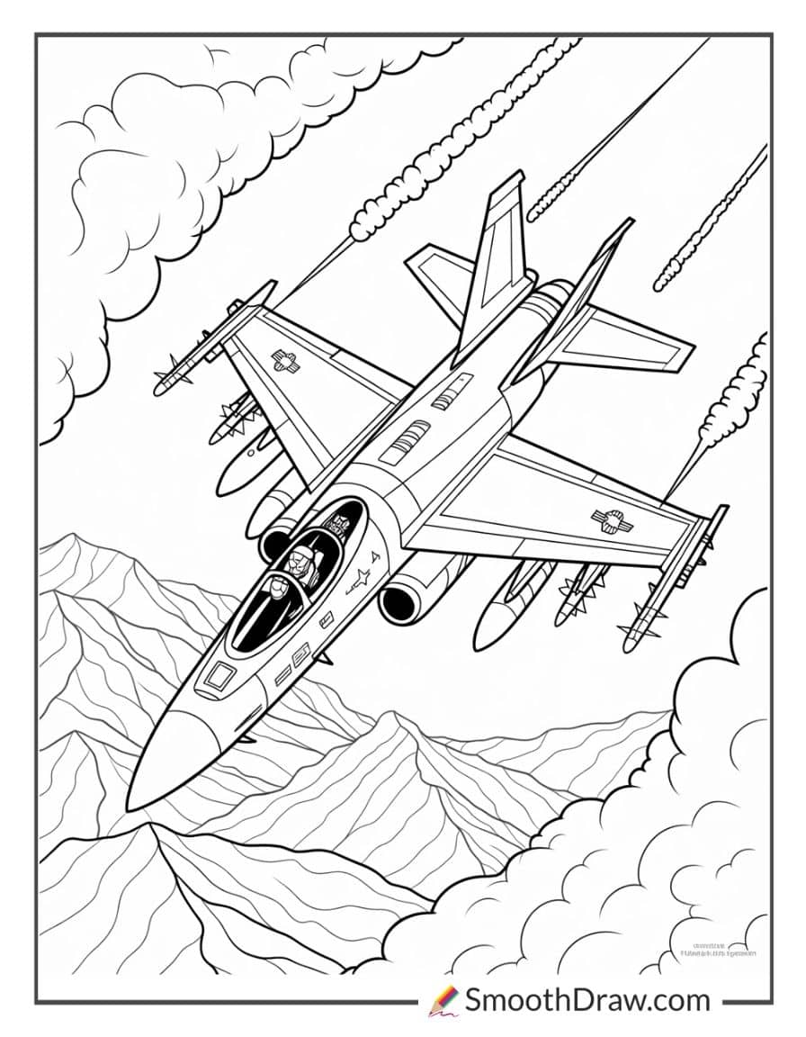 army jet coloring page