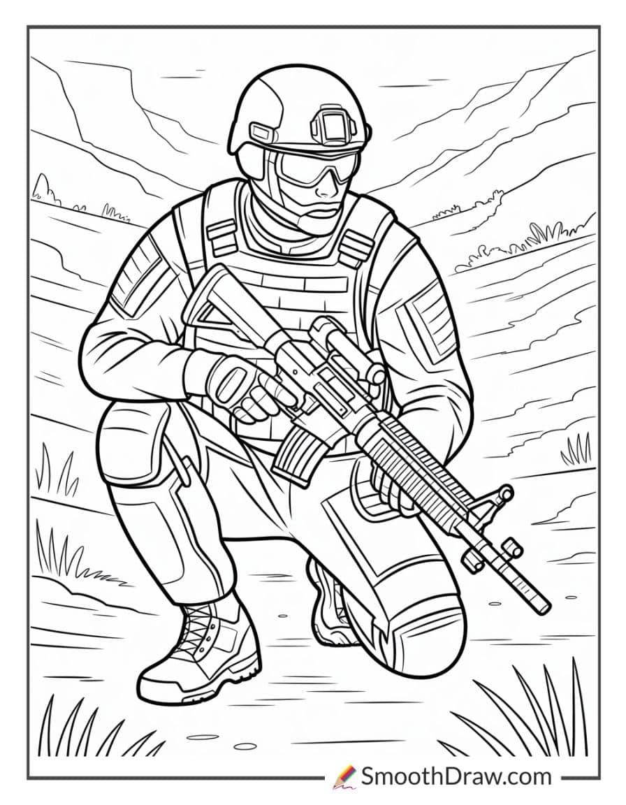 army machine gun coloring pages