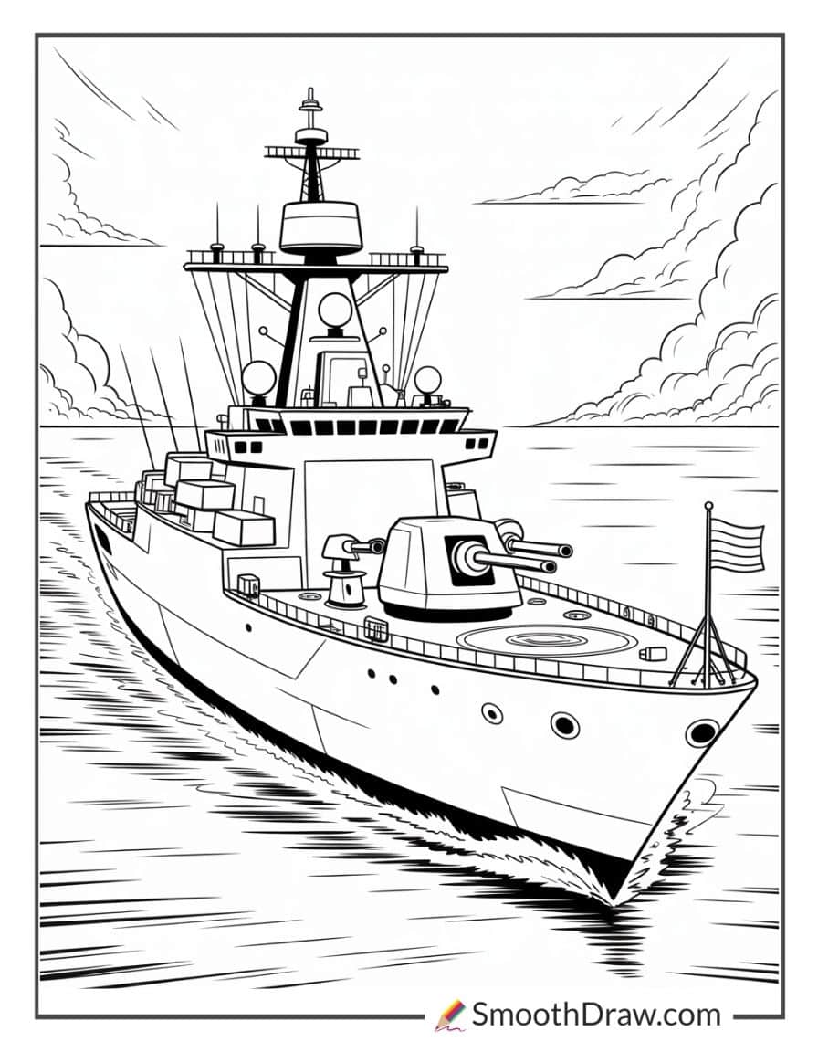army ship coloring page