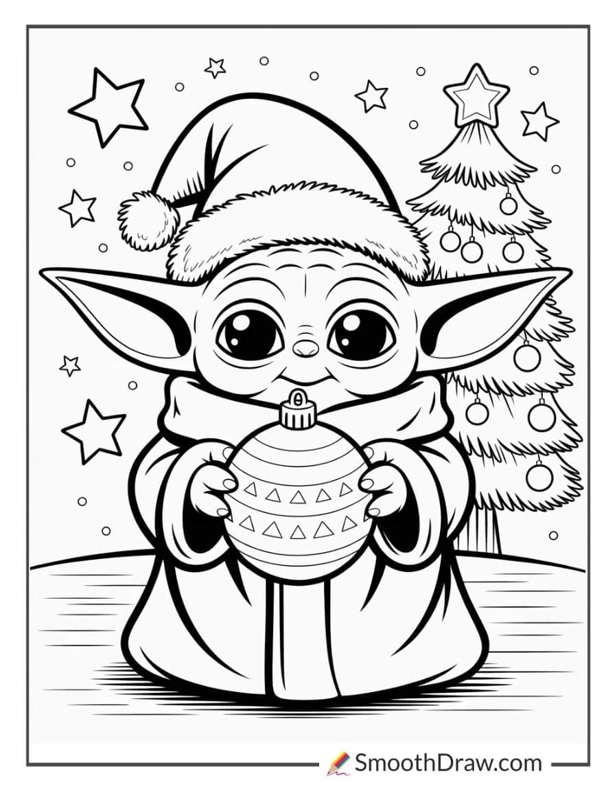 Baby Yoda Christmas Coloring