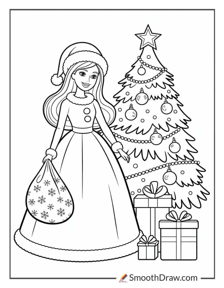 Barbie Christmas Coloring Pages