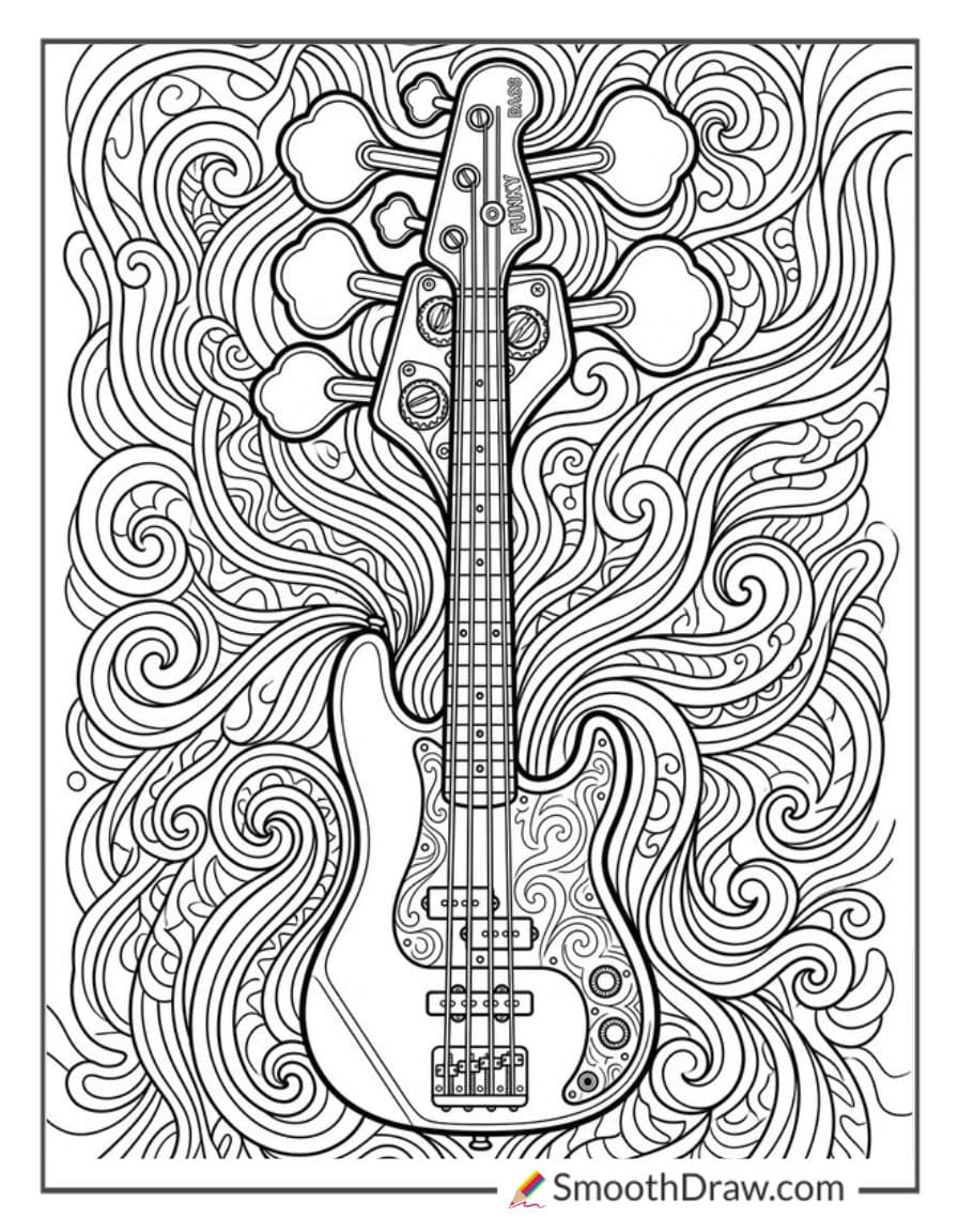 Bass Guitar Coloring Page