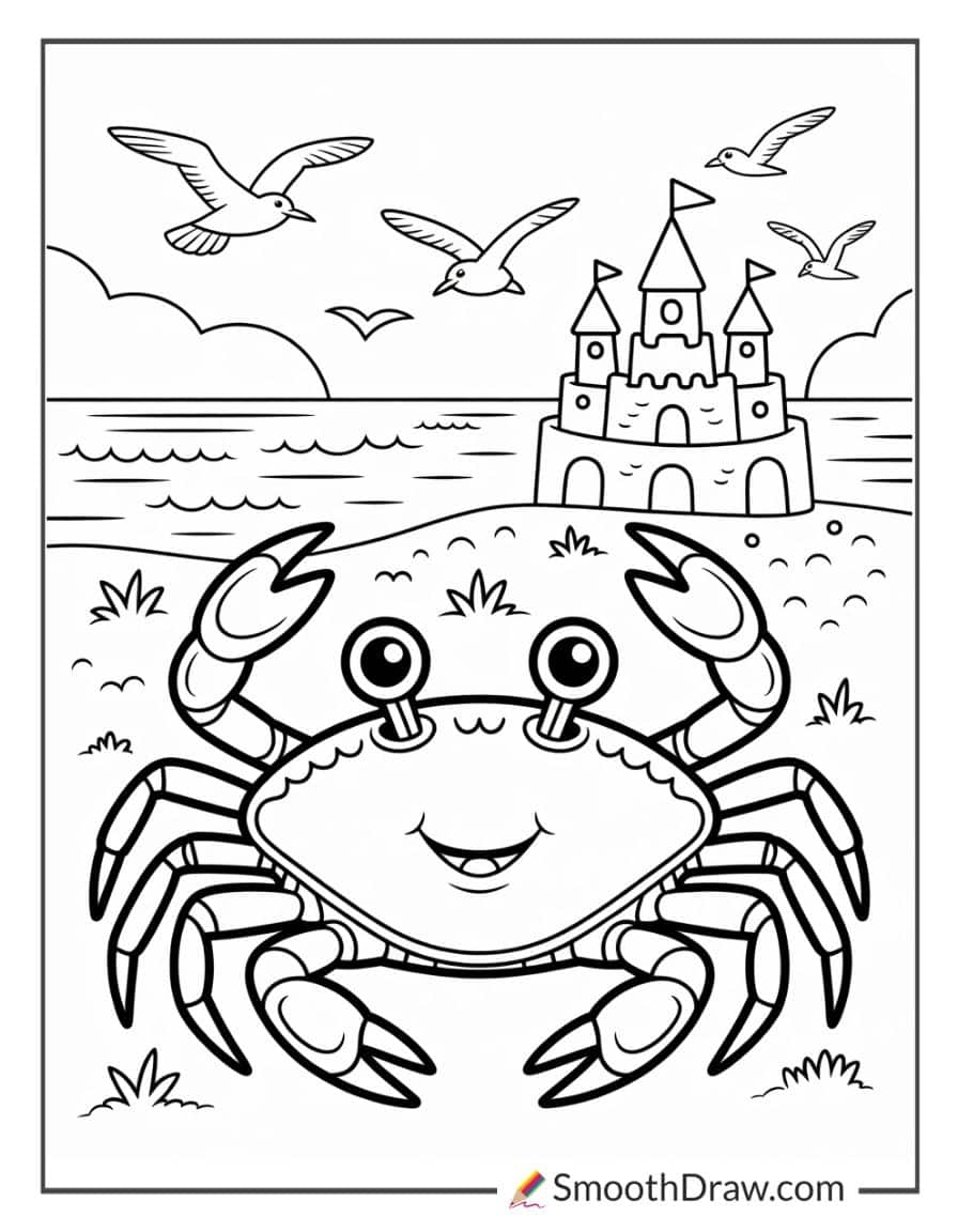 beach crab coloring pages